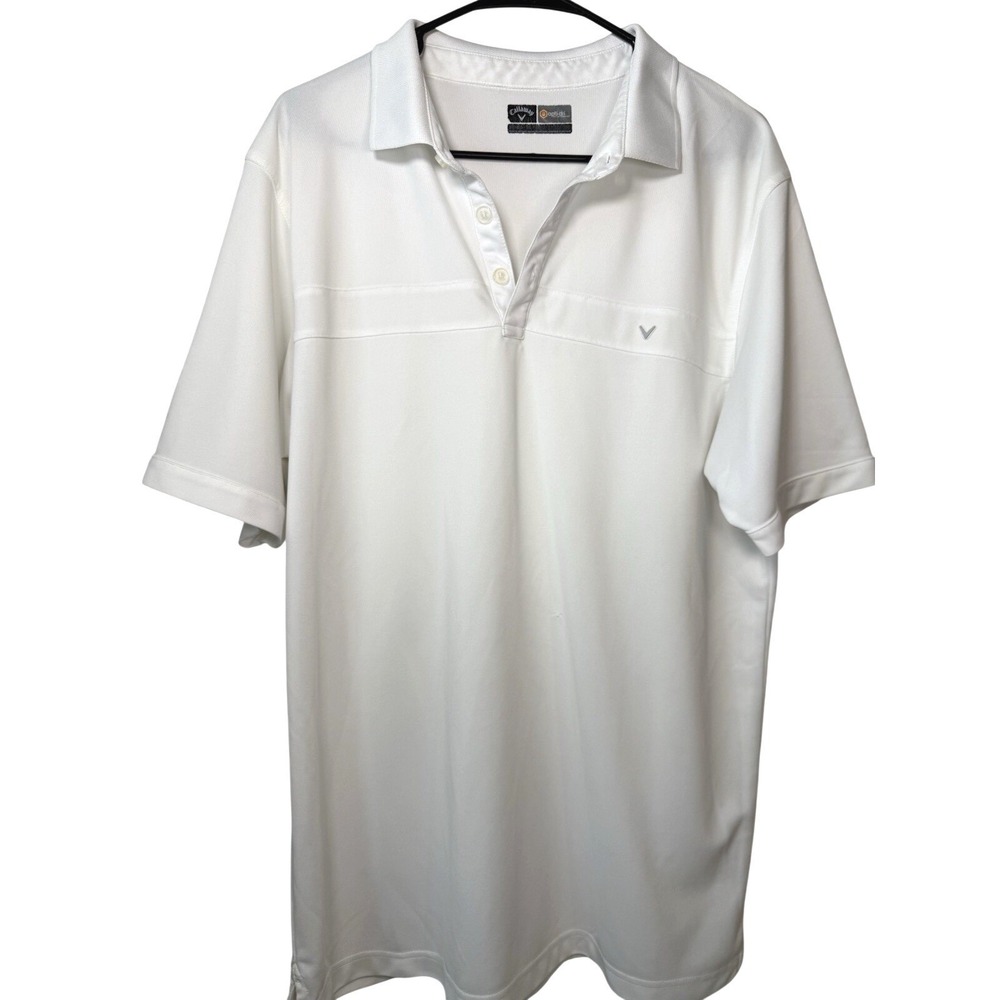 Callaway Golf Polo Shirt Mens XL White Opti Dri Short Sleeve Athletic Stretch